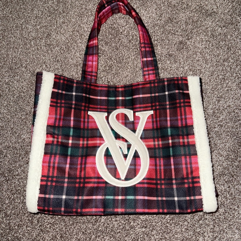 Victoria's Secret Plaid Tote - Red, Black, and Green